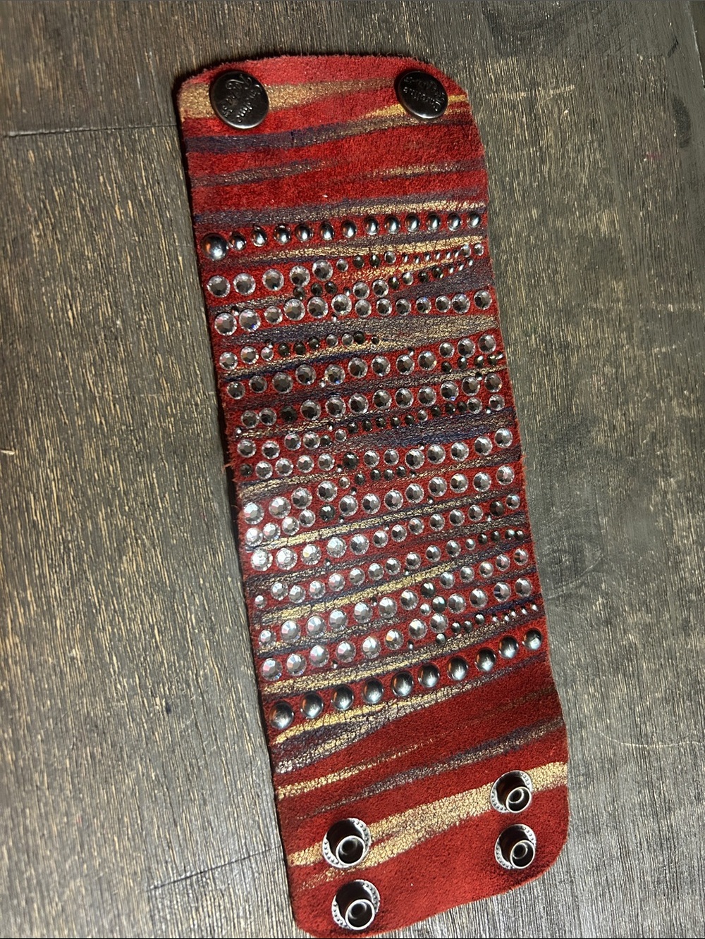 original leather wide cuff bracelet by California-based artist Caroline Rocha - Picture 3 of 4